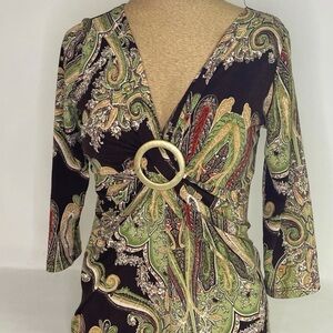 Carrie Allen Women's 3/4 Sleeve V-Neck Top XS/S